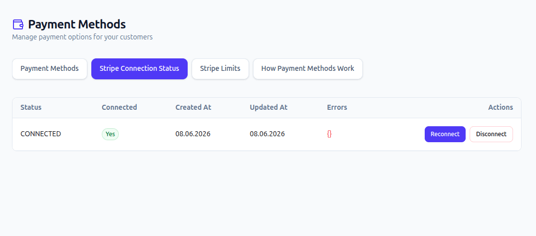 Successful Stripe Connect status in the Sply24 seller dashboard